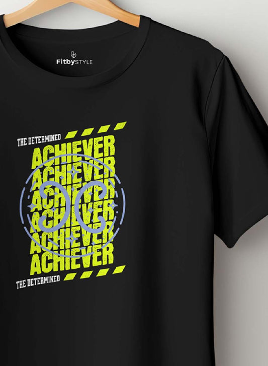 Achiever Black T-shirt Half Sleeve