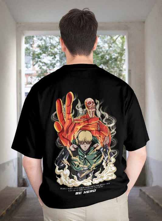 AOT Black Color Over Sized Tshirt