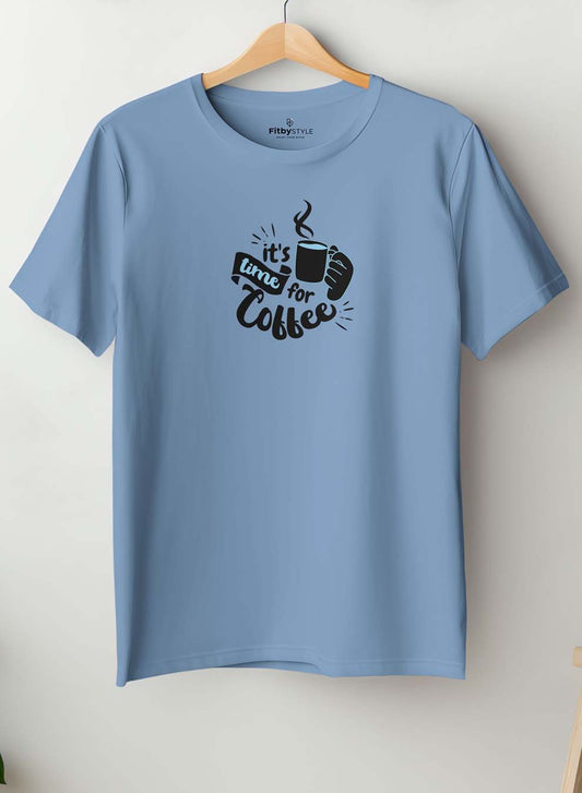 Coffee Time Cool Blue Halt Sleeve T-Shirt