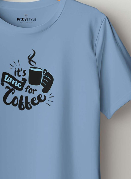 Coffee Time Cool Blue Halt Sleeve T-Shirt