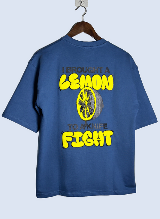 Lemon-Fight Blue drop shoulder T-shirt