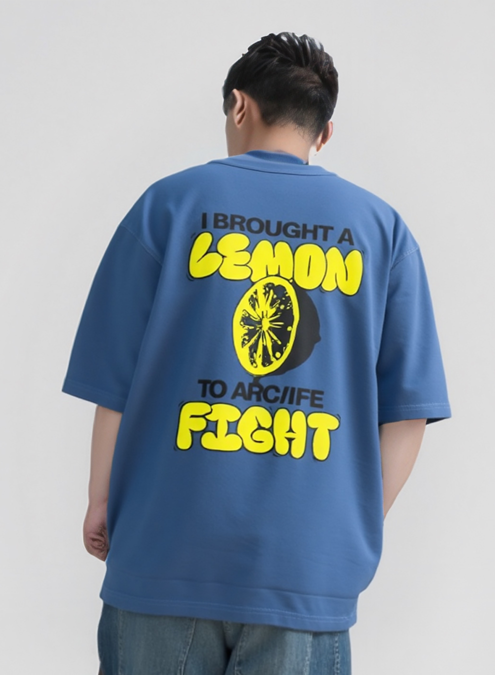 Lemon-Fight Blue drop shoulder T-shirt