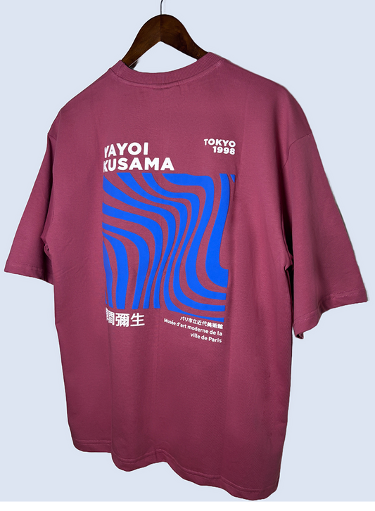 Yayoi-Kusama Drop Shoulder T-purplish pink