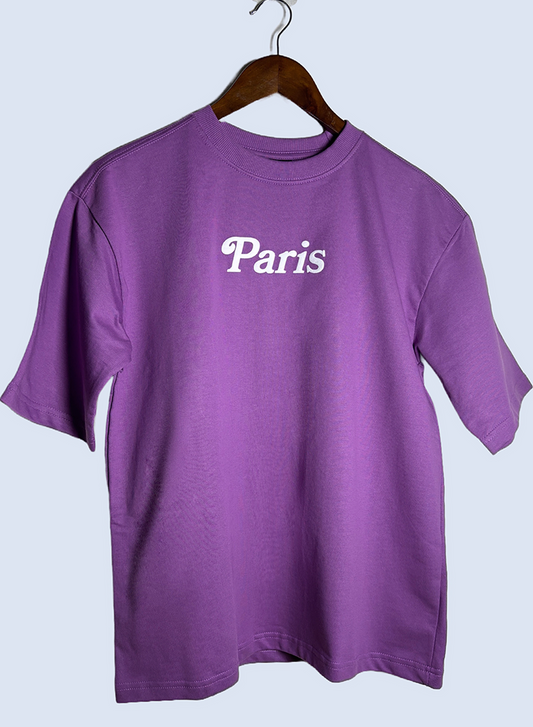 Drop-shoulder PARIS vivid violet T-Shirt