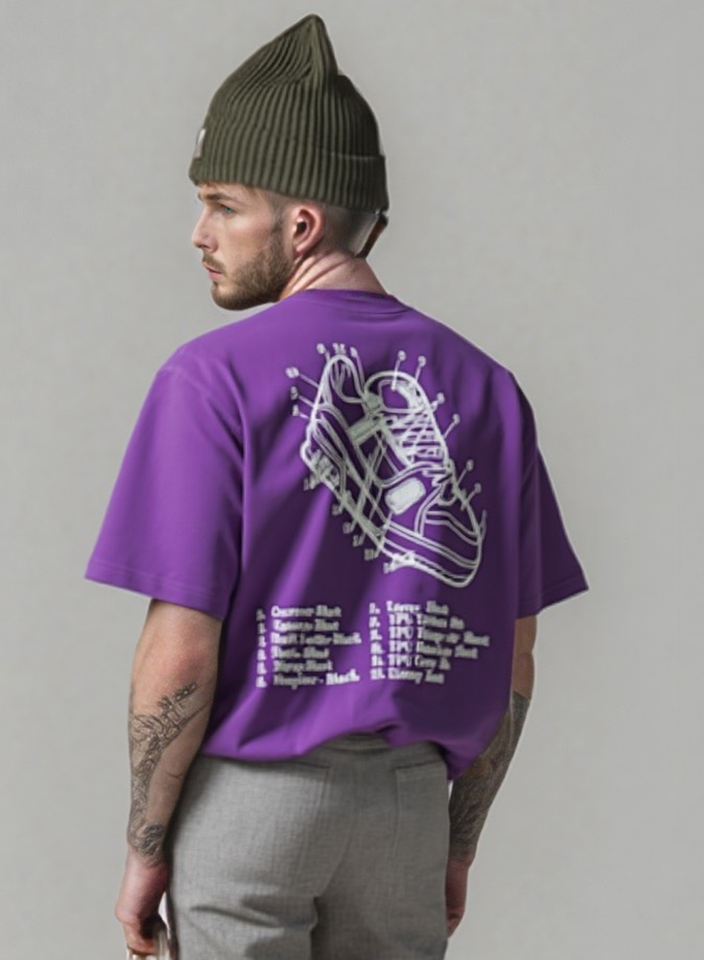 Drop-shoulder PARIS vivid violet T-Shirt