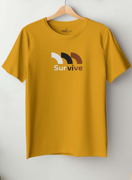 Survive Chinees Gold Yellow Half-Sleeve T-Shirt
