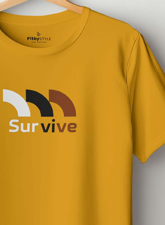 Survive Chinees Gold Yellow Half-Sleeve T-Shirt