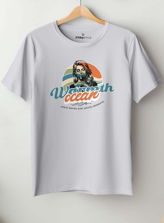 Warmth Ocean White Color T-Shirt Half Sleeve