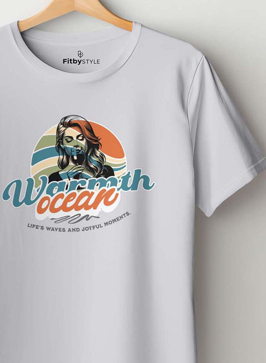 Warmth Ocean White Color T-Shirt Half Sleeve